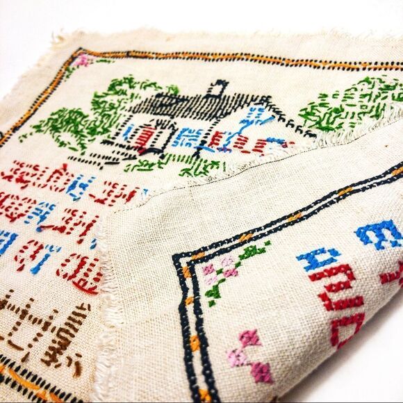 Vintage Cross Stitch Embroidery Sampler Home Friend Wall Decor - Picture 3 of 7